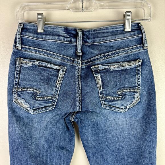 Silver Jean Company Suki Slim Boot Western Size 26x31 Distressed Denim - Picture 7 of 8